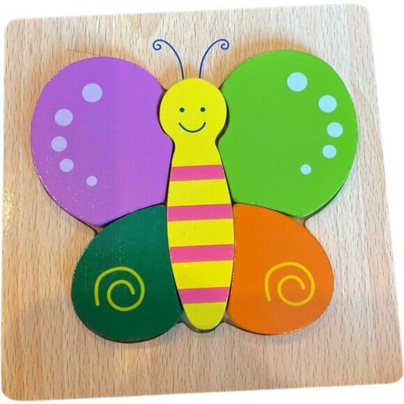 Wooden Butterfly & Airplane Toddler Puzzle Set - Picture 2 of 7